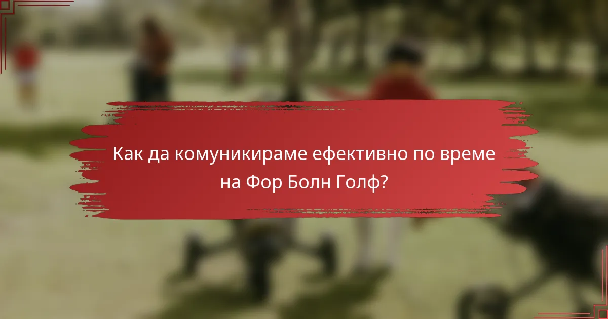 Как да комуникираме ефективно по време на Фор Болн Голф?