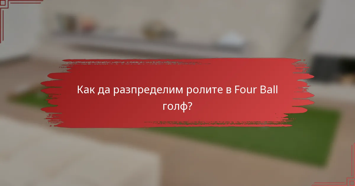 Как да разпределим ролите в Four Ball голф?