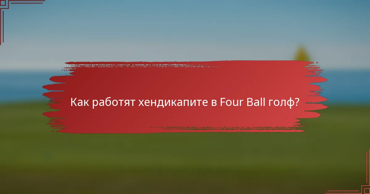 Как работят хендикапите в Four Ball голф?