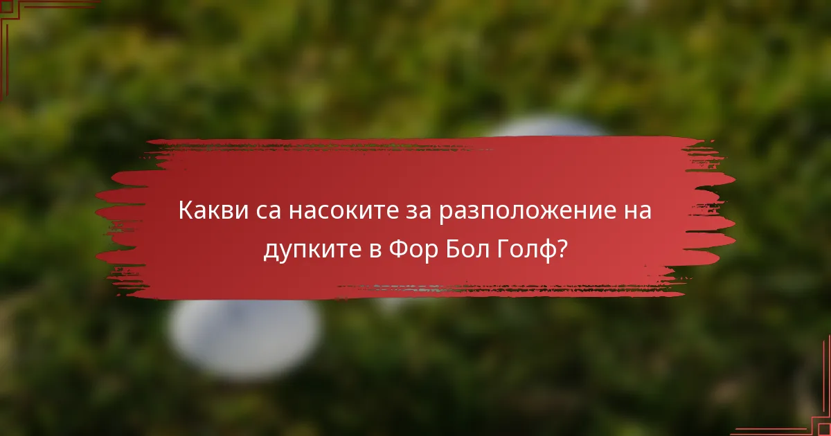Какви са насоките за разположение на дупките в Фор Бол Голф?