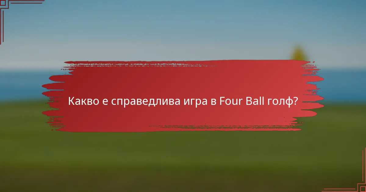 Какво е справедлива игра в Four Ball голф?